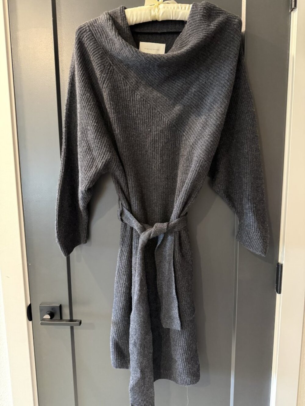 Brochu Walker Leith Belted Sweater Dress Charcoa
